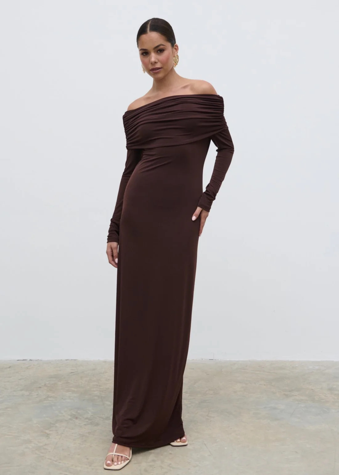 Perrie Bardot Jersey Maxi Dress | Pretty Lavish (UK)