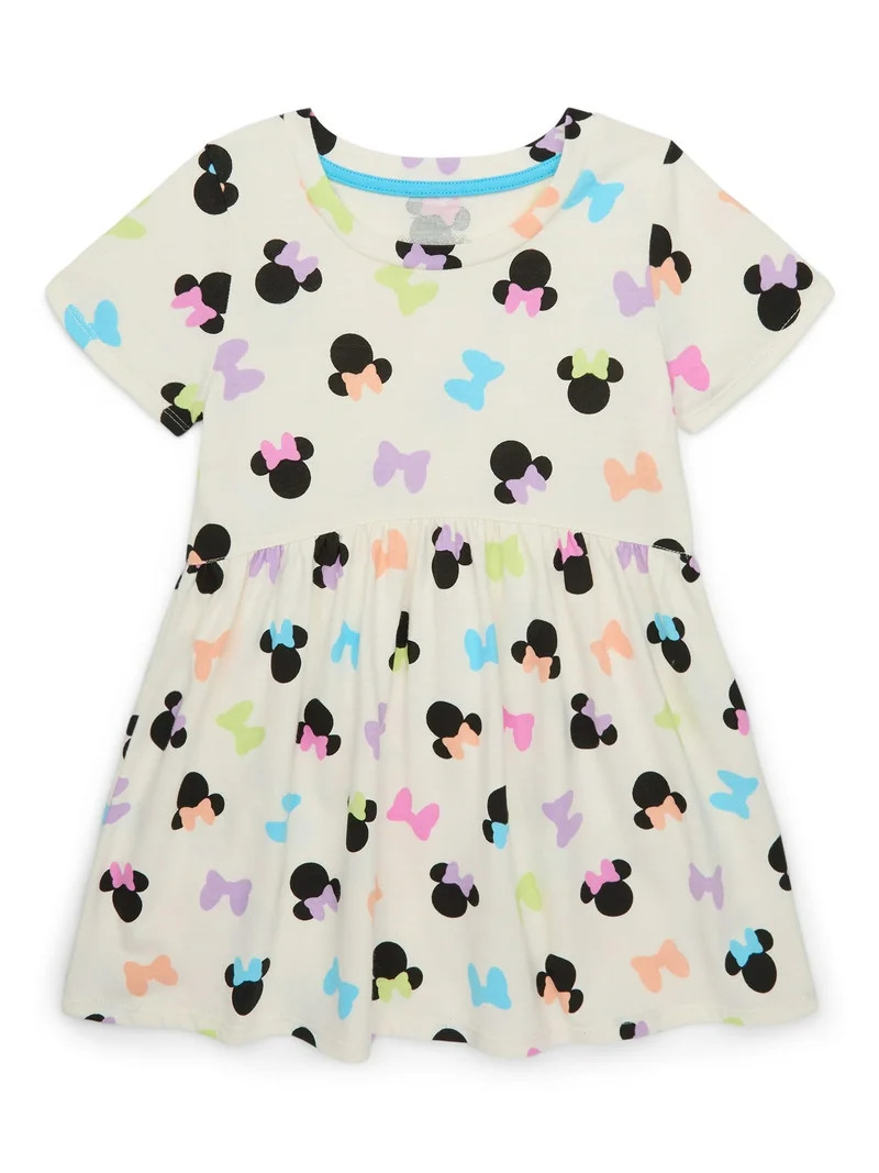 Minnie Mouse Toddler Girl Allover Print Dress with Short Sleeves, Sizes 12M-5T - Walmart.com | Walmart (US)