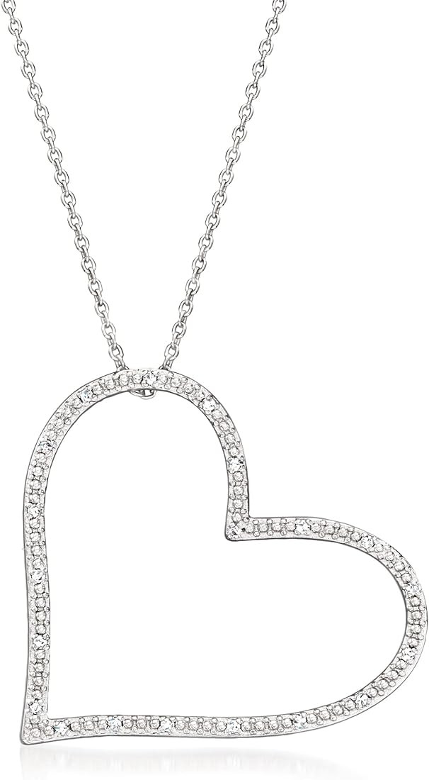 Ross-Simons 0.10 ct. t.w. Diamond Heart Pendant Necklace in Sterling Silver | Amazon (US)