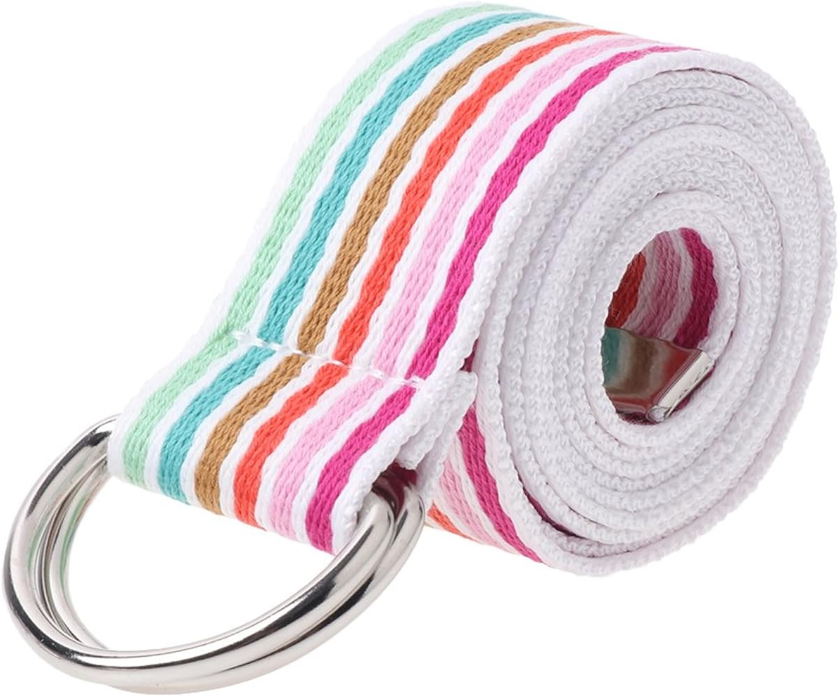 Feamos Stripe Belts for Women Waist Belt for Shorts with Double D-Ring Buckle Canvas Casual (Whit... | Amazon (US)