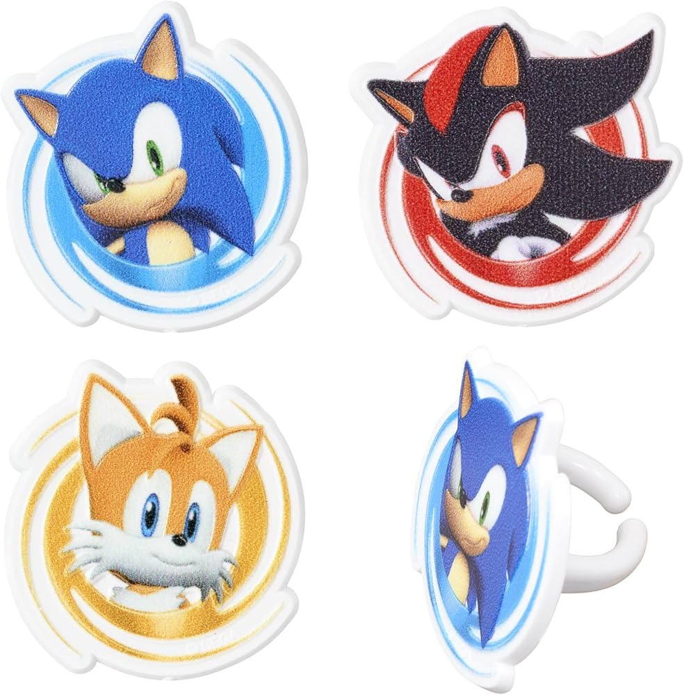 DecoPac Sonic the Hedgehog Rings, Cupcake Decorations Featuring Sonic, Tails, and Shadow - 24 Pac... | Amazon (US)