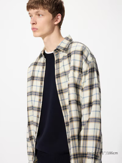 Flannel Shirt (Check, Regular Collar) | UNIQLO (UK)