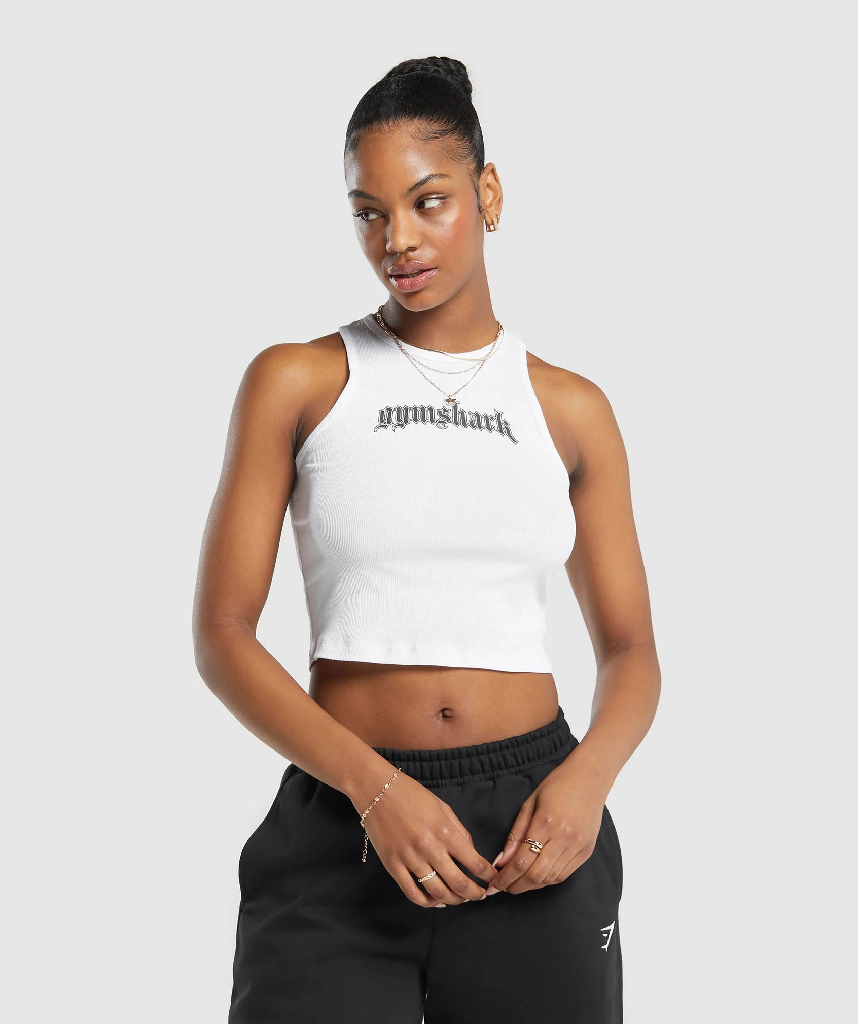 Gymshark Heavy Flex Graphic Midi Tank - White | Gymshark US