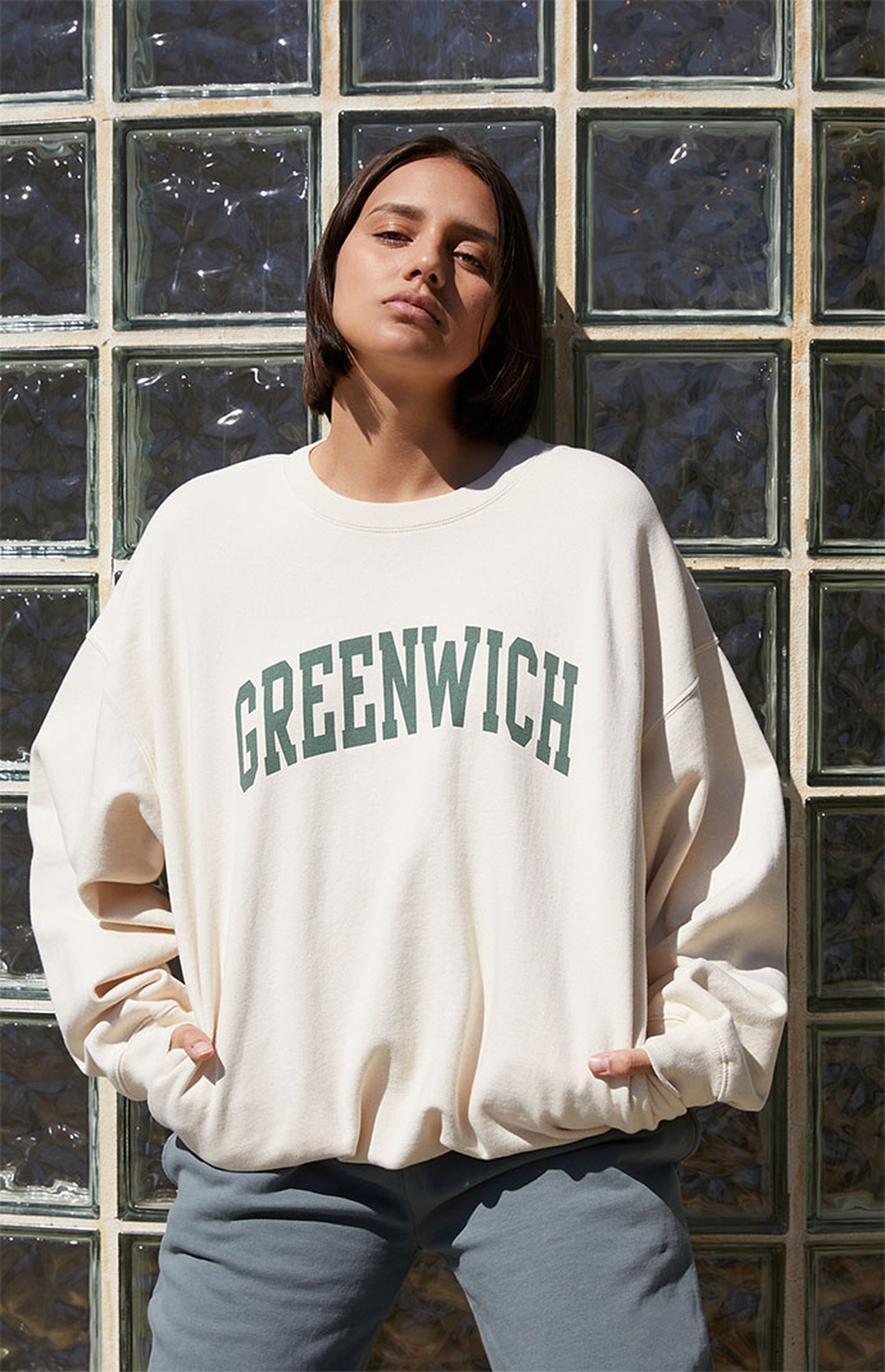 John Galt Cream Greenwich Crew Neck Sweatshirt | PacSun