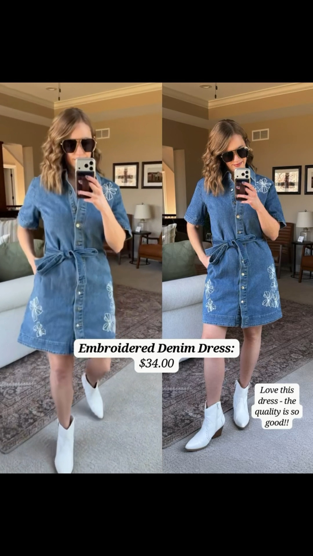 Love this fun denim dress from Walmart. The embroidered flower detail is so cute! Perfect for a concert or festival this summer.🎶

#LTKSeasonal #LTKFestival #LTKOver40