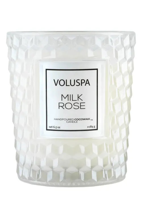 Voluspa Roses Classic Textured Glass Candle in Milk Rose at Nordstrom, Size 6.5 Oz | Nordstrom