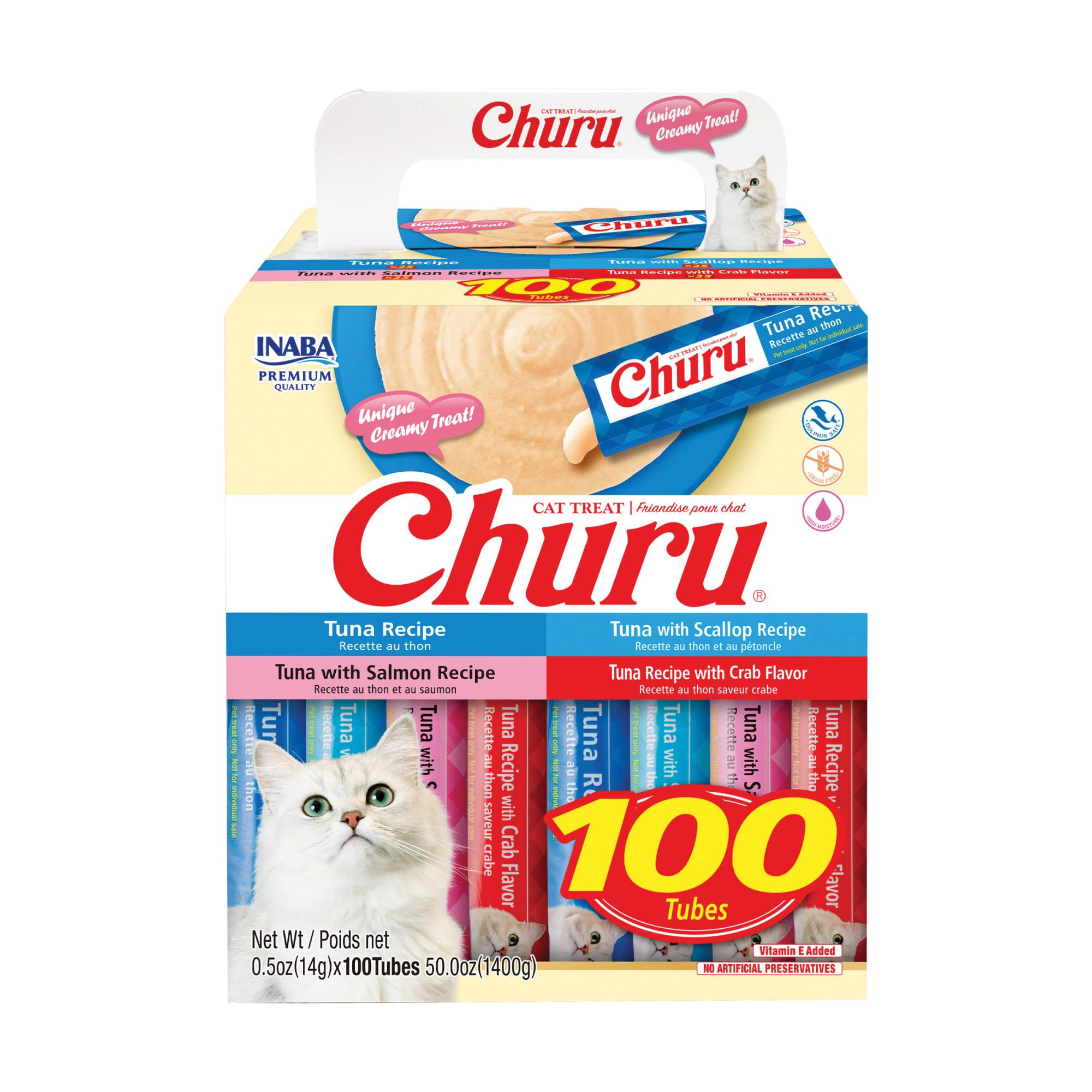 INABA Churu Cat Treats, Lickable, Squeezable Creamy Purée with Vitamin E, 0.5 Ounces per Tube, 1... | Amazon (US)