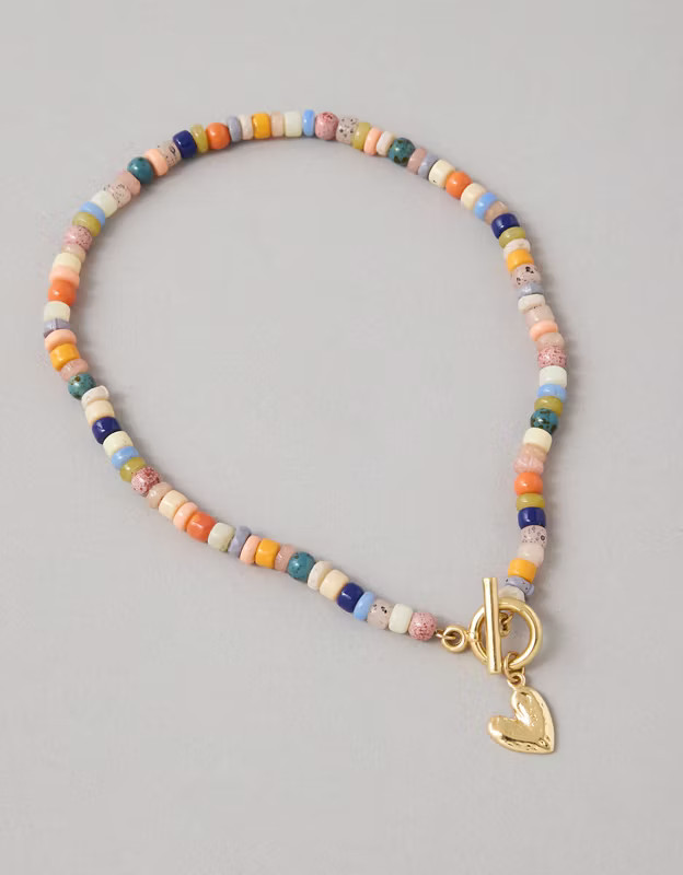 AEO Pride Beaded Heart Necklace | American Eagle Outfitters (US & CA)