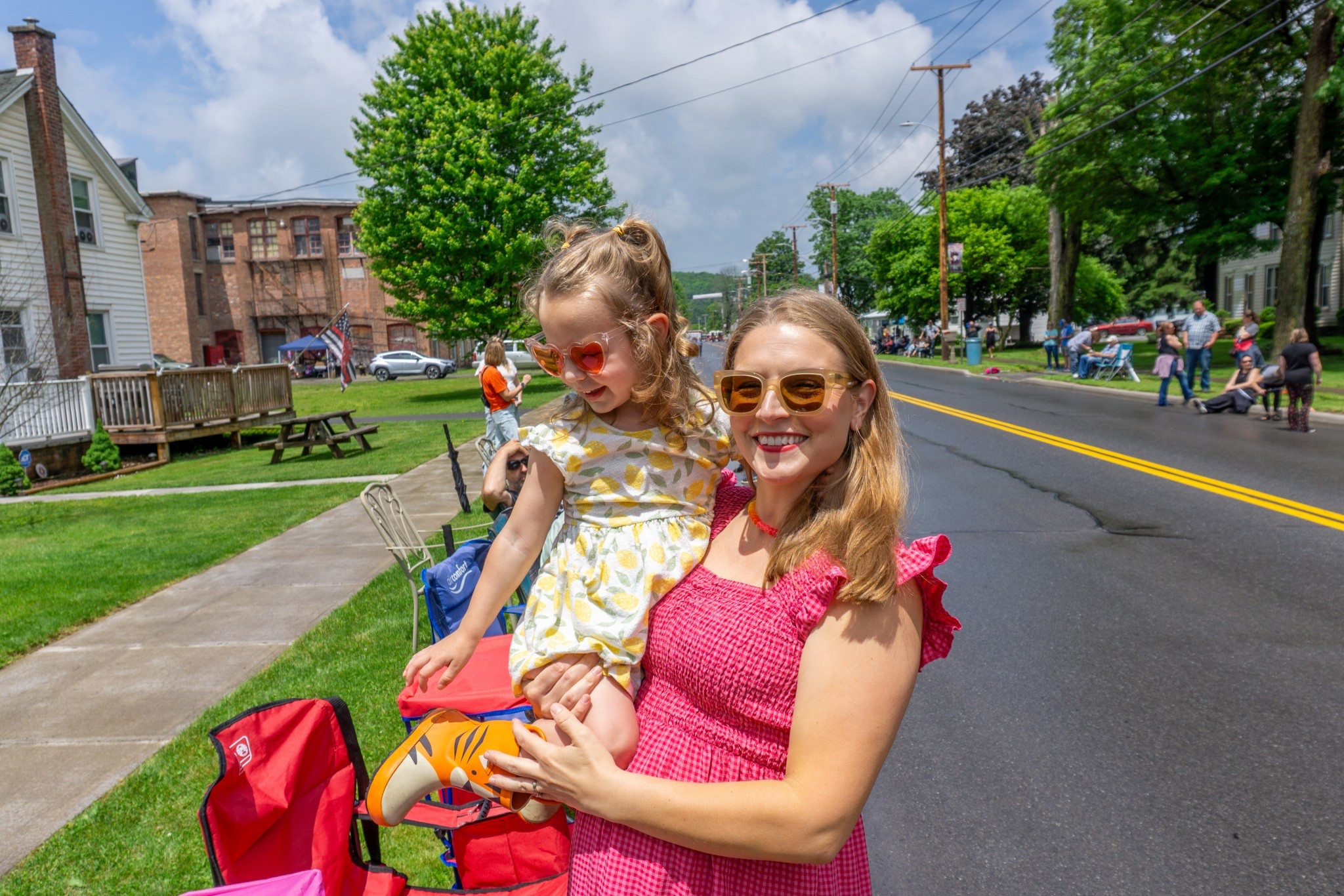 Summer outfit, pink gingham dress, maternity friendly, pregnancy fashion, third trimester, sunglasses, beaded necklace 

#LTKFindsUnder100 #LTKSeasonal #LTKBump