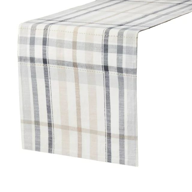 Better Homes & Garden Monday Plaid Fabric Table Runner, Beige, 14"W x 90"L | Walmart (US)