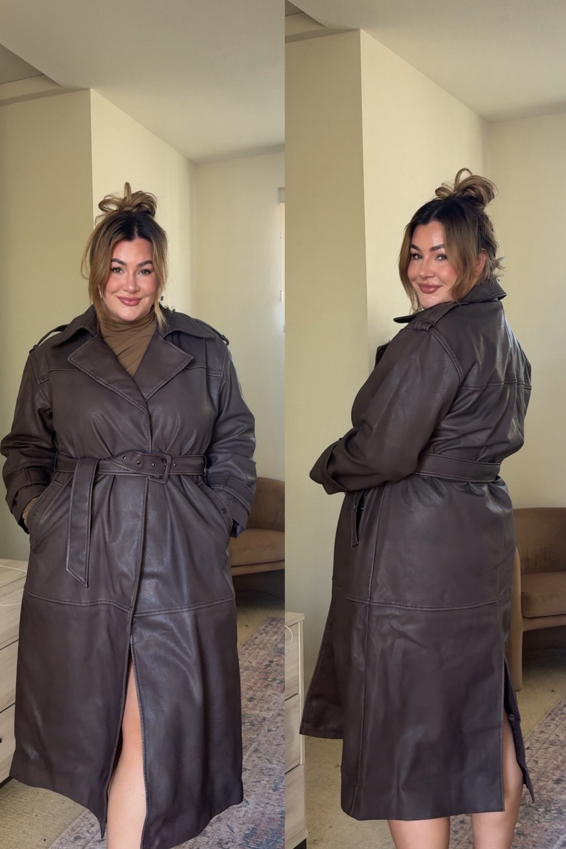 the perfect leather trench for fall! wearing a size xl 🤎

#LTKFallSale #LTKStyleTip #LTKMidsize