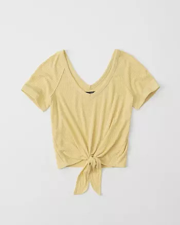 Knot-Front Ribbed Tee | Abercrombie & Fitch US & UK