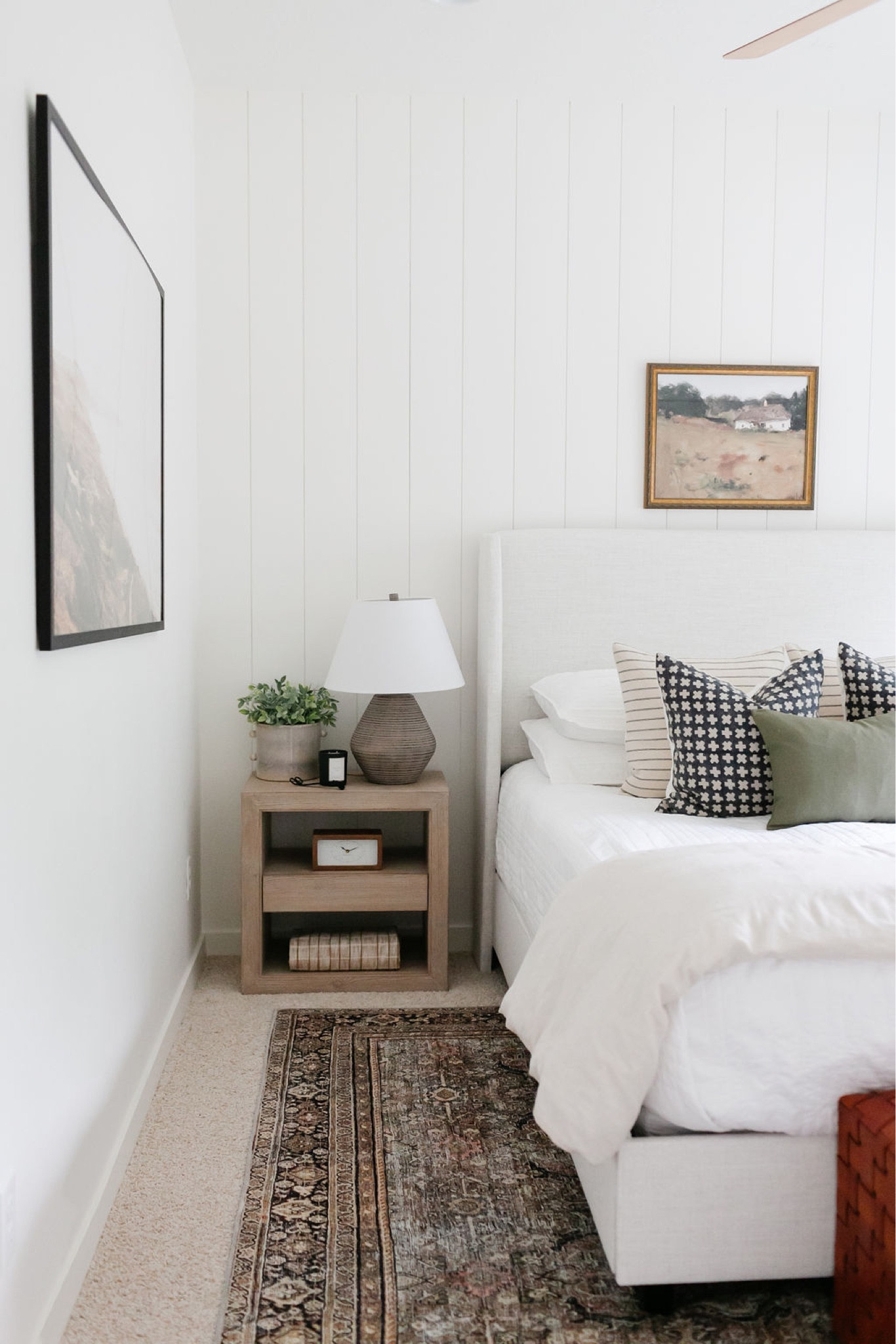 I styled our guest room with an upholstered bed, wood nightstand and Target table lamp, vintage rug  

#LTKstyletip #LTKFind #LTKhome