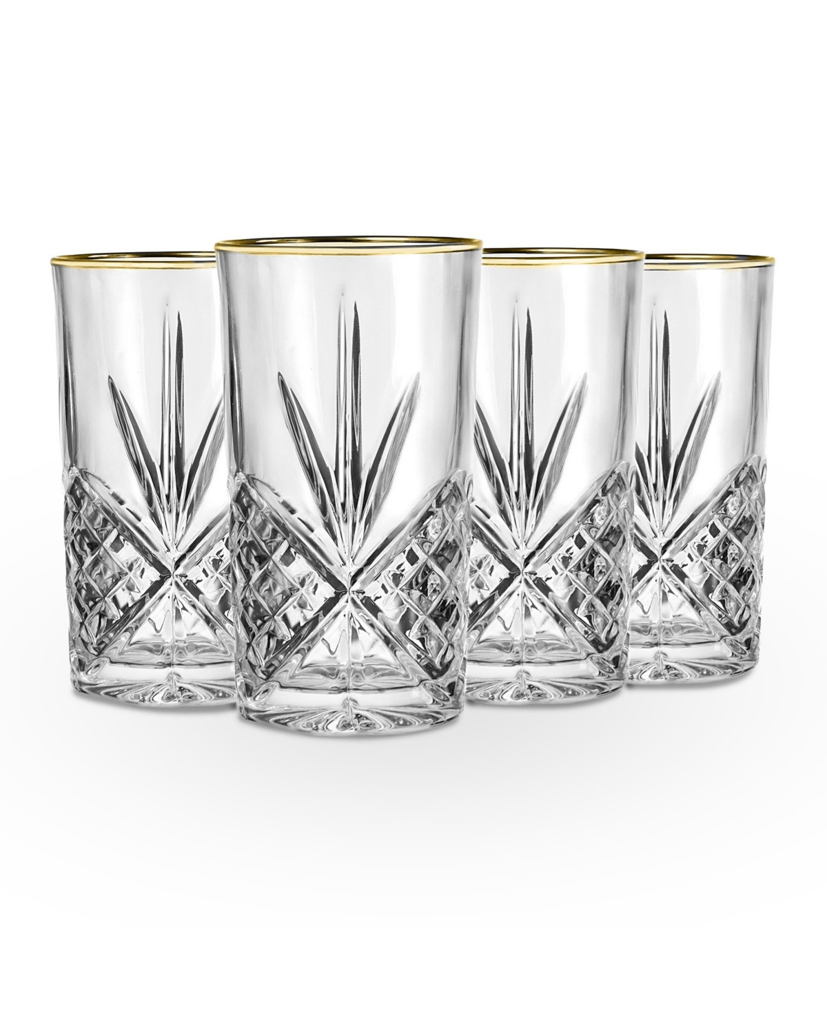 Godinger Dublin Gold Highball Glasses, Set of 4 - Clear/Gold | Macy's