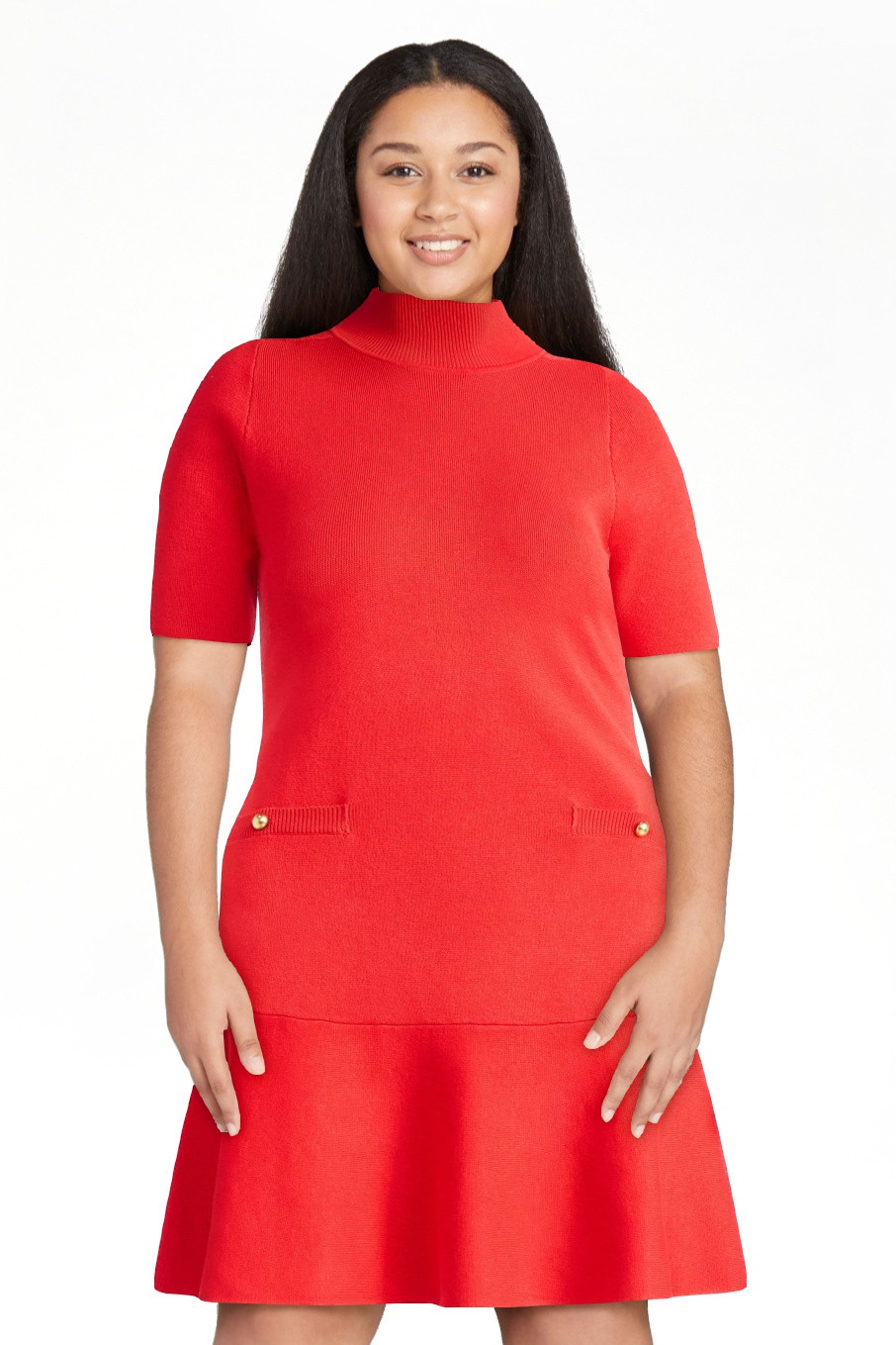 Free Assembly Women's Mock Neck Sweater Dress with Short Sleeves, Sizes XS-XXL | Walmart (US)