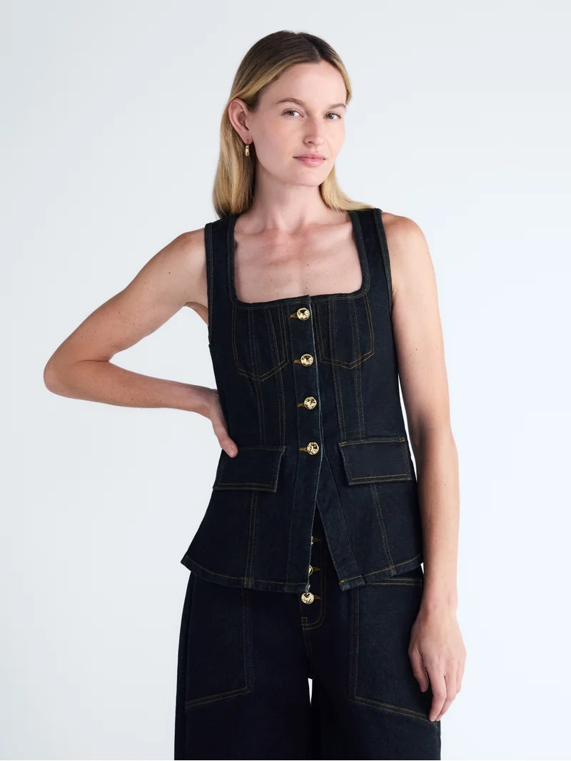 Scoop Women's and Women's Plus Denim Corset Top, Sizes XS-4X | Walmart (US)