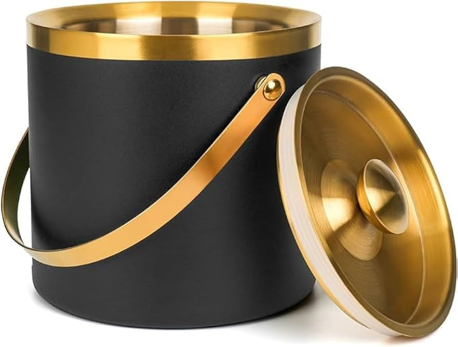 3L Double-Wall Insulated Stainless Steel Ice Bucket with scoop for Cocktail Bar-Metal Ice Bucket ... | Amazon (US)