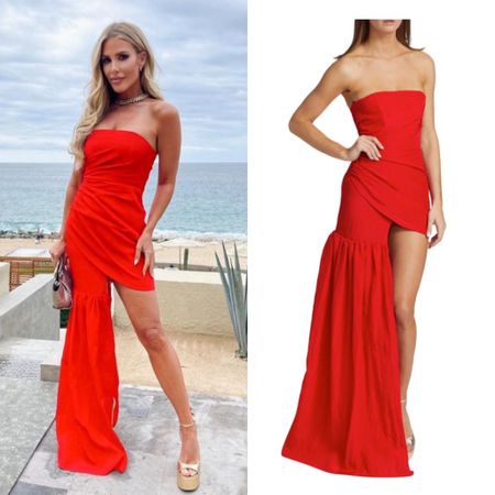 Red Hot // Get Details On Tracy Tutor’s Red Strapless Asymmetric Dress With The Link In Our Bio 📸 + Info= @tracytutor #MDLLA #TracyTutor 