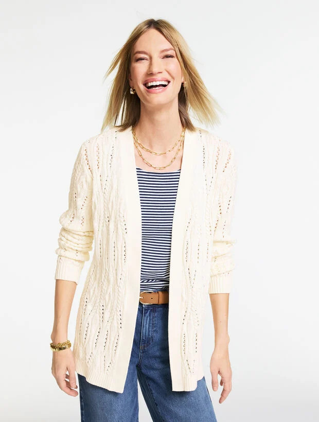 Cable Pointelle Cardigan | Talbots