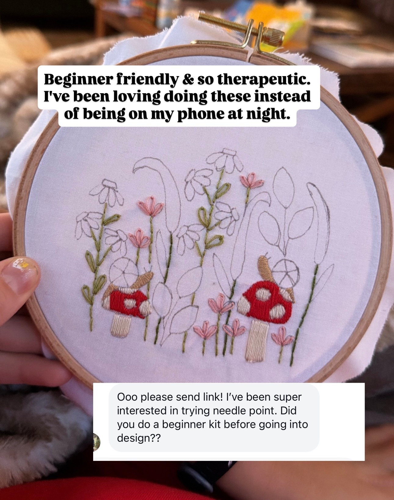 Beginner embroidery kit! Been loving this instead of my phone at night, so relaxing and mindless. Eases my anxiety a ton. Plus is so cute. 

#LTKFindsUnder50 #LTKmomlife #LTKselfcare
