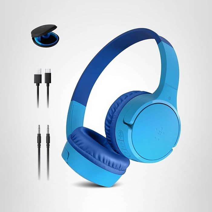 Belkin SoundForm Mini Wireless Bluetooth Kids Headphones, Toddler On-Ear Earphones, Blue | Amazon (US)