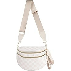 Black and White Checkered Crossbody Bag Bum Bag for Women,Spacious Checkered Purse Fanny Packs Be... | Amazon (US)
