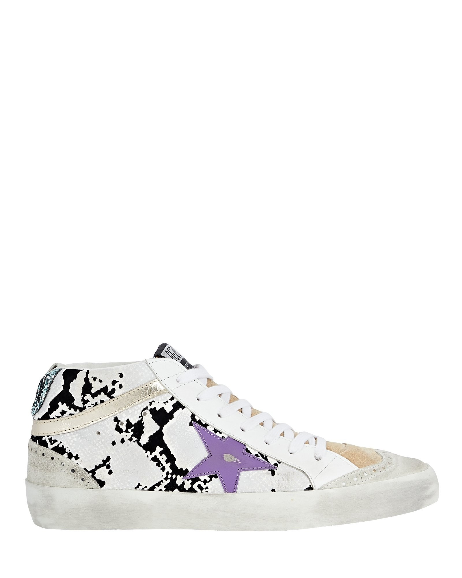 Golden Goose Mid Star Snake Print Sneakers, White/Black 41 | INTERMIX