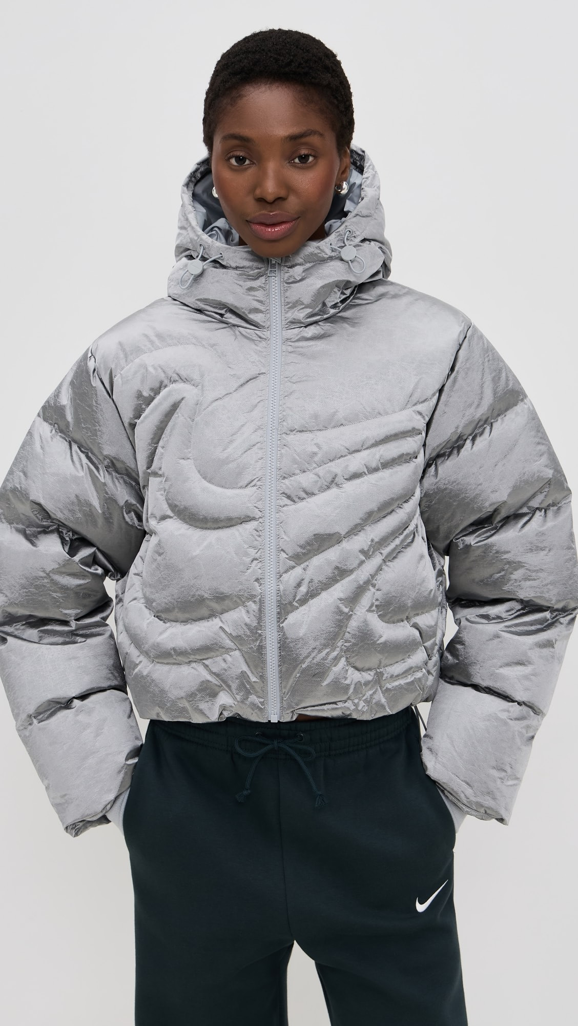 Metallic Swoosh Puffer Jacket | Shopbop