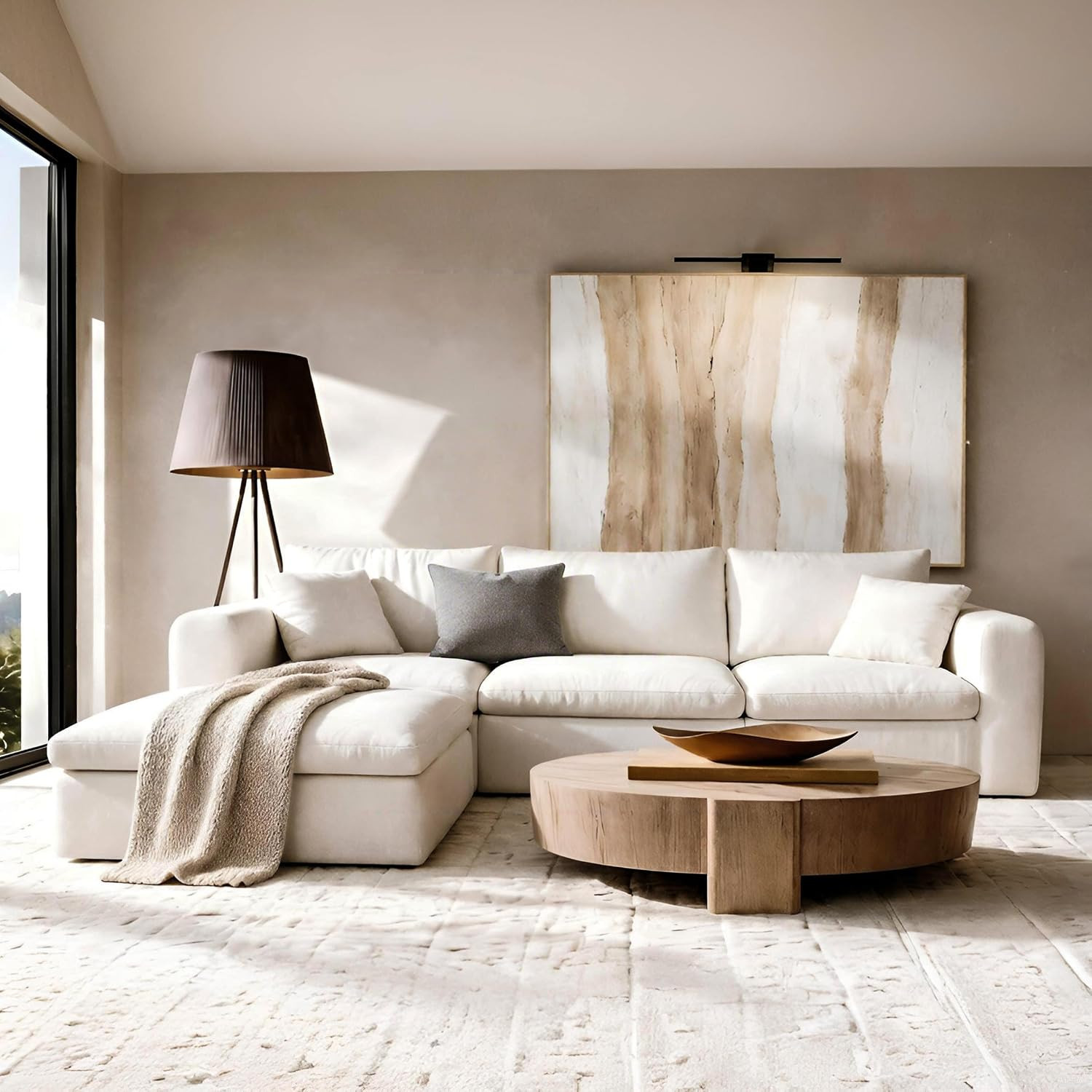 Modular Sectional Cloud Sofa, No Assembly Oversized Boneless Couch, Beige | Amazon (US)