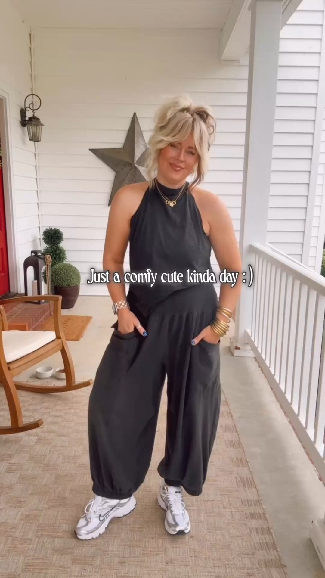 These pants are a set with a long sleeve tee but they are perfect with this top too!! Wearing a small in top here and my set is a medium
 #freepeople #freepeoplemovement 

#LTKOver40 #LTKootd