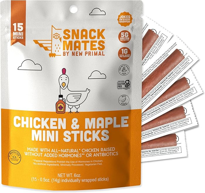 The New Primal Snack Mates Chicken & Maple Sticks, Gluten Free Healthy Snacks for Kids, Low Sugar... | Amazon (US)