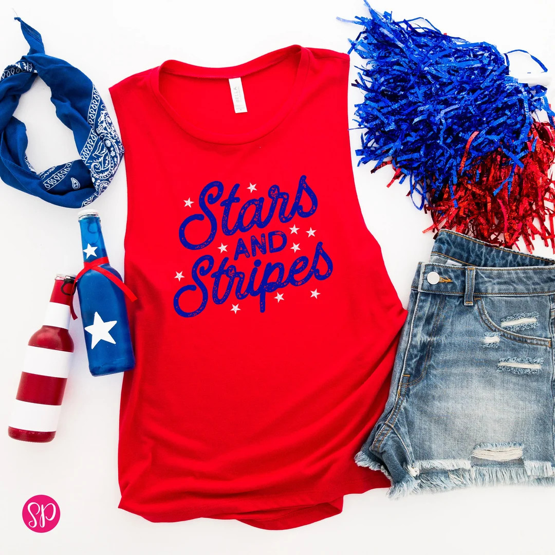 Stars and Stripes Muscle Tank: Patriotic 4th of July Tee | Etsy (US)