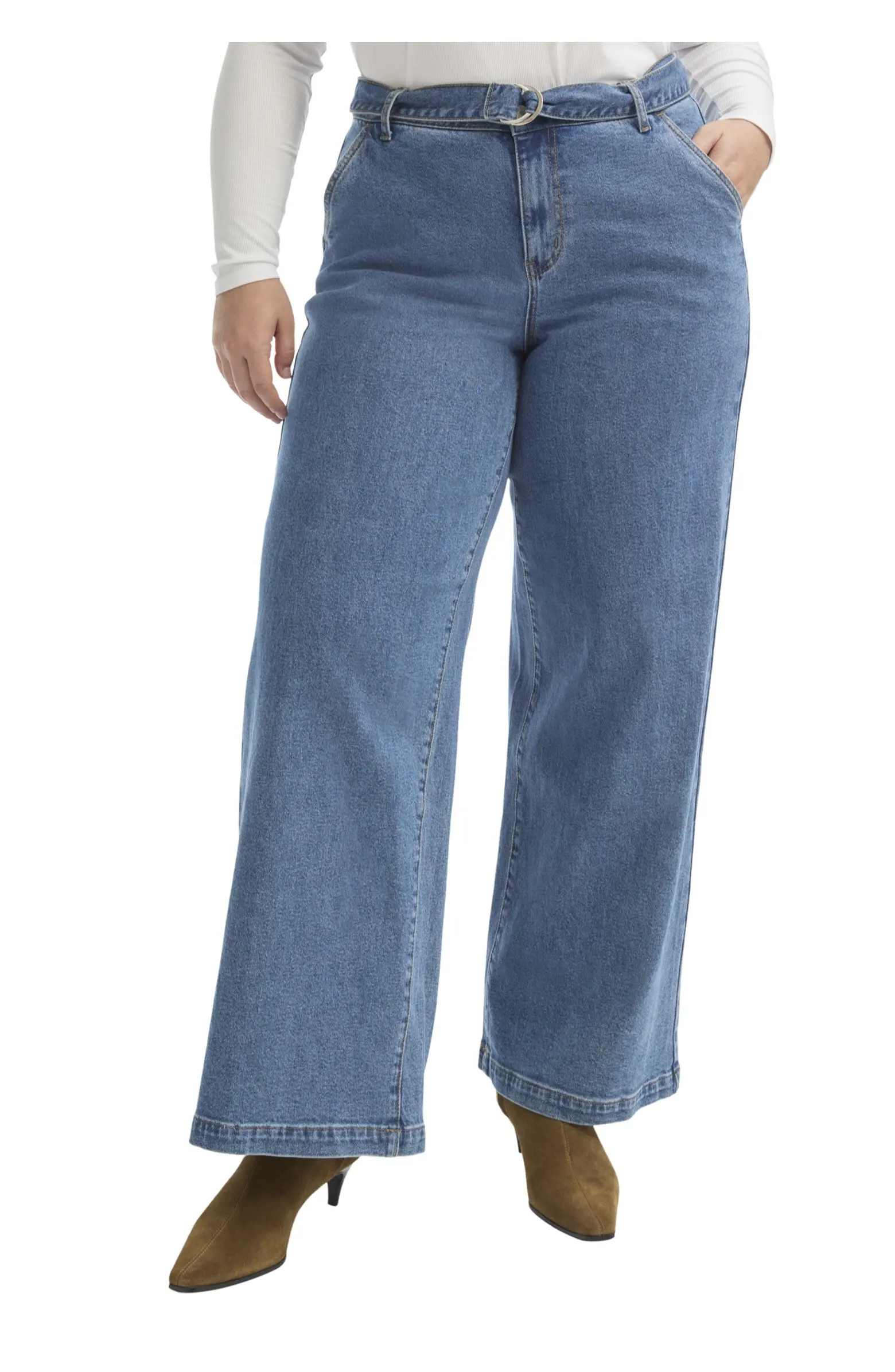 Curvie Fit High-Waisted Wide-Leg Utility Jean | Nordstrom