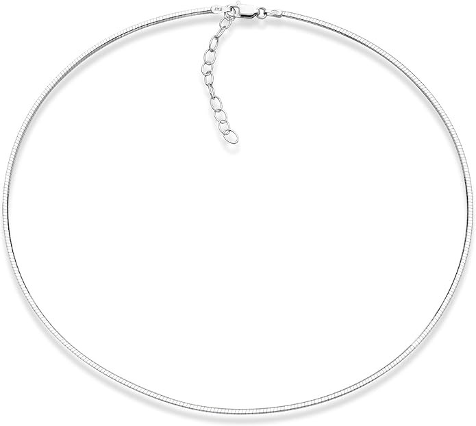 Miabella 925 Sterling Silver Italian 2mm 2.5mm Dome Omega Necklace for Women/Adjustable from 16-1... | Amazon (US)