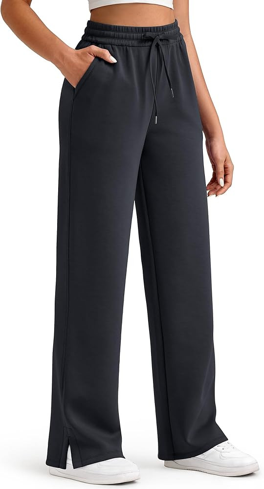 G4Free Smoofit Modal Soft Women's Wide Leg Sweatpants High Waisted Drawstring Side Slit Casual Lo... | Amazon (US)