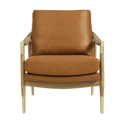 Langford Vegan Leather Accent Armchair In Tan Walnut | Wayfair North America