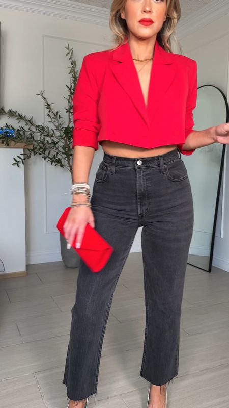 Valentine's Day Outfit ❤️

Jeans are from Abercrombie in the size 27R in the color BLACK (I cut them to ankle length). 

Lippie is in the color chili pepper 🌶️ 

Cropped blazer is discontinued from Revolve, but the Amazon one is very similar! 

I also linked a pink one and a few other ones (The one from Macys comes in black and red). 

#LTKstyletip #LTKMostLoved #LTKU