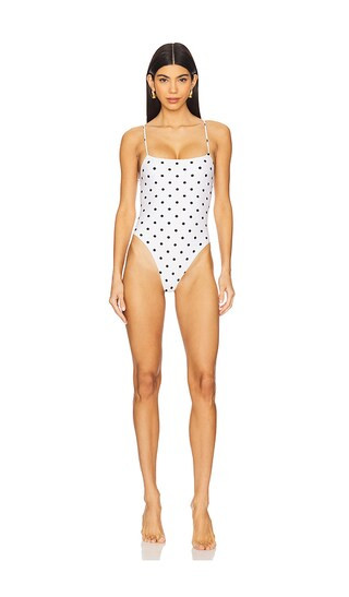 by Marianna Cherie One Piece in Cream & Black Dot | Revolve Clothing (Global)