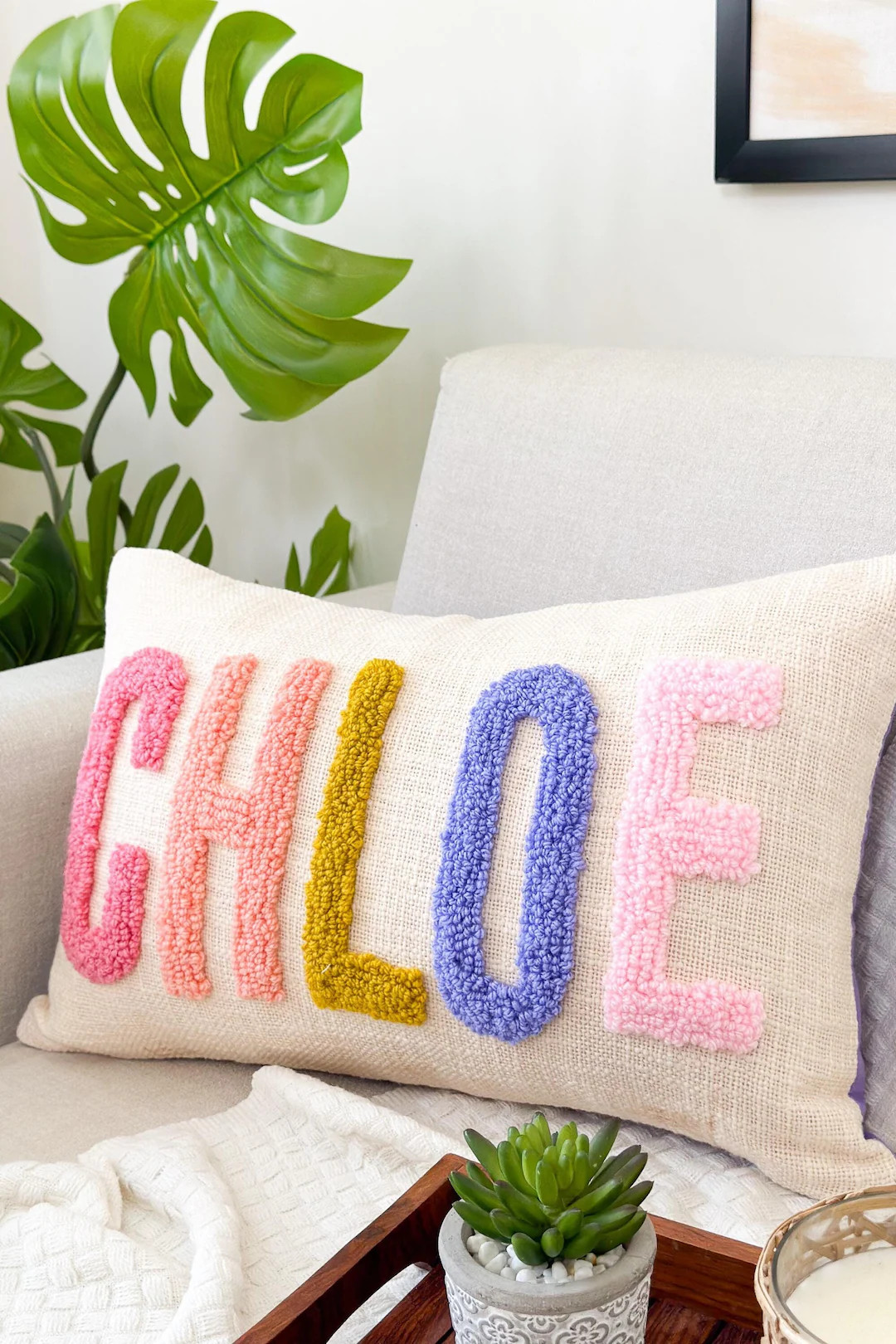 Custom Name Pillow Cover With Punch Needle, Baby Bedding, Nursery Decor, Dorm Room Décor, Slumbe... | Etsy (US)
