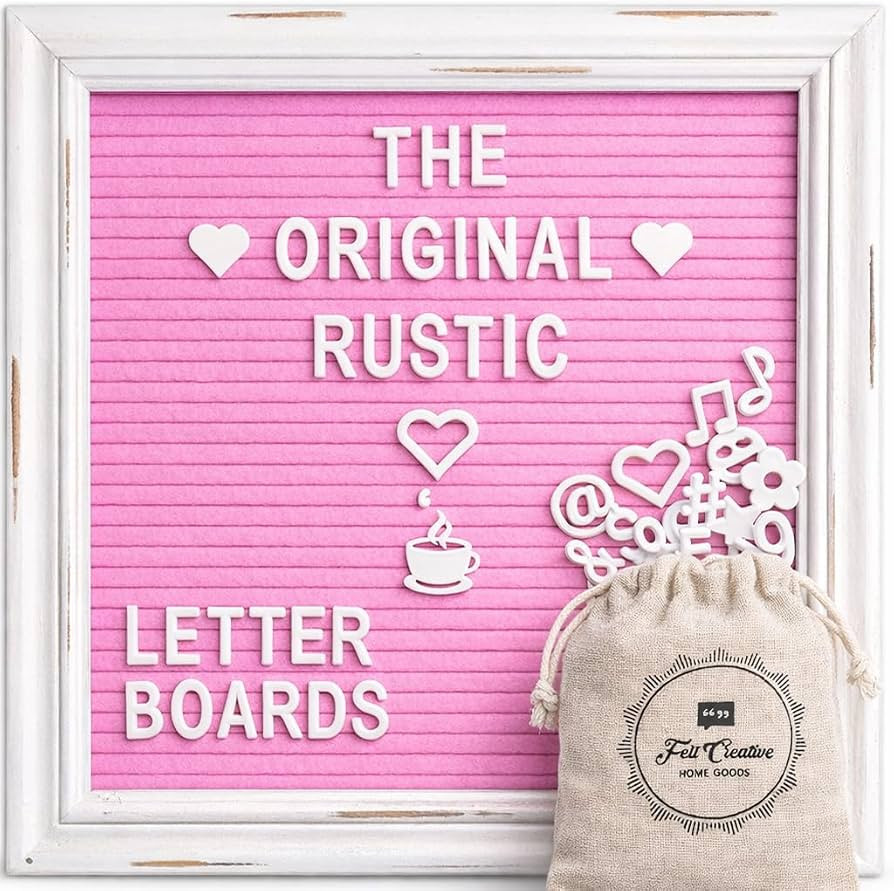 Pink Felt Letter Board Baby Announcement Sign with Rustic Wood White Frame - Rustic Farmhouse Let... | Amazon (CA)