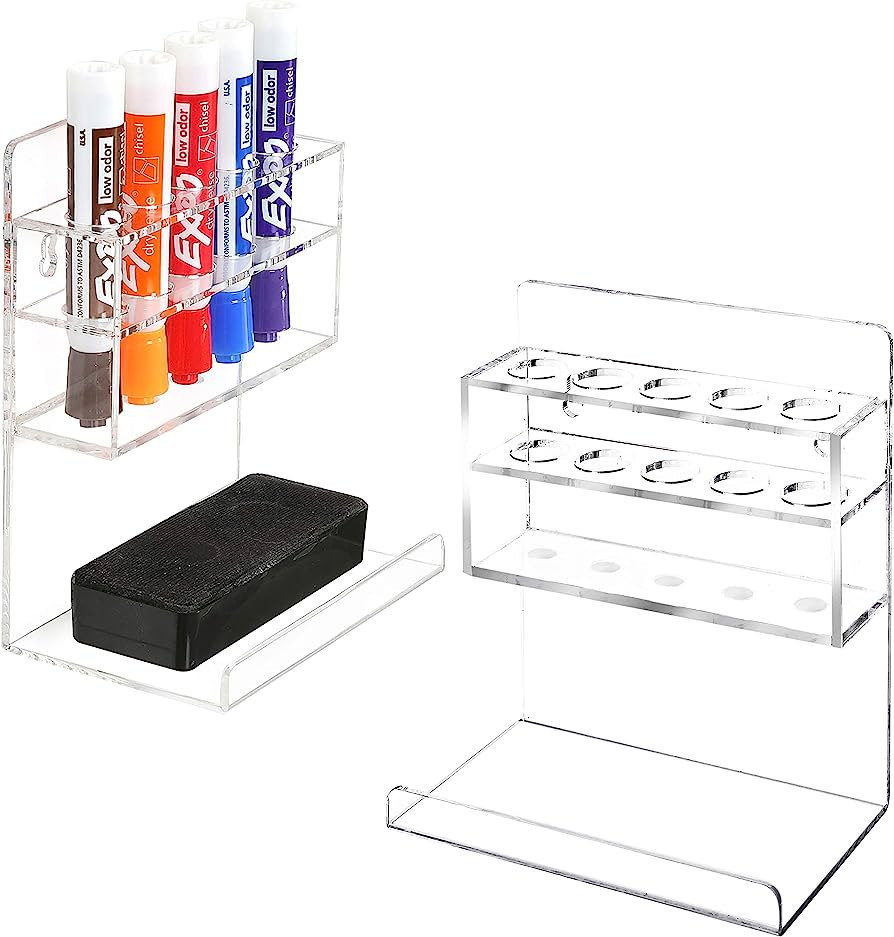MyGift Wall Mount Clear Acrylic Dry Erase Marker Holder, Hanging Whiteboard Accessories Rack with... | Amazon (US)