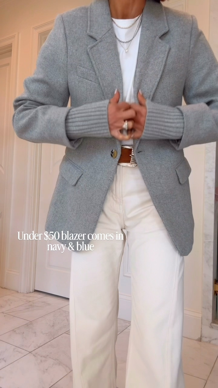 I'm wearing size small in the blazer. Size down in the jeans!