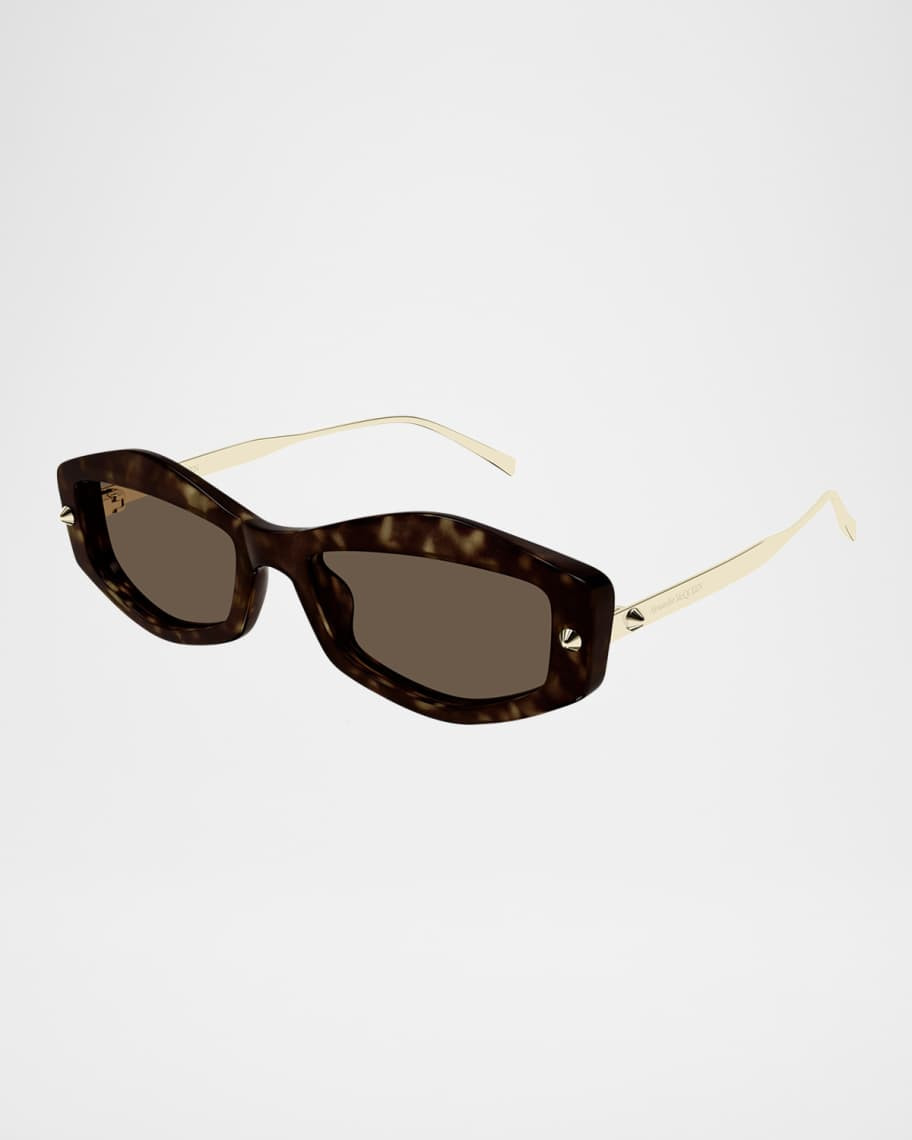 McQueen Two-Tone Rectangle Acetate Sunglasses | Neiman Marcus
