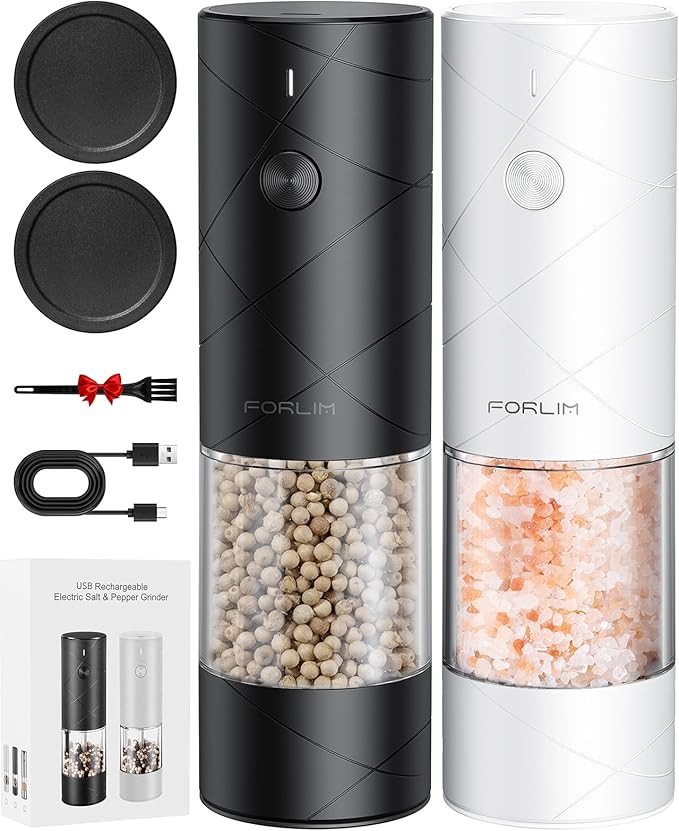 FORLIM Electric Salt and Pepper Grinder Set, USB Rechargeable, Automatic Salt Pepper Mill Grinder... | Amazon (US)