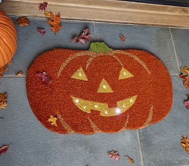 Pumpkin Light-Up Doormat | Pottery Barn Kids