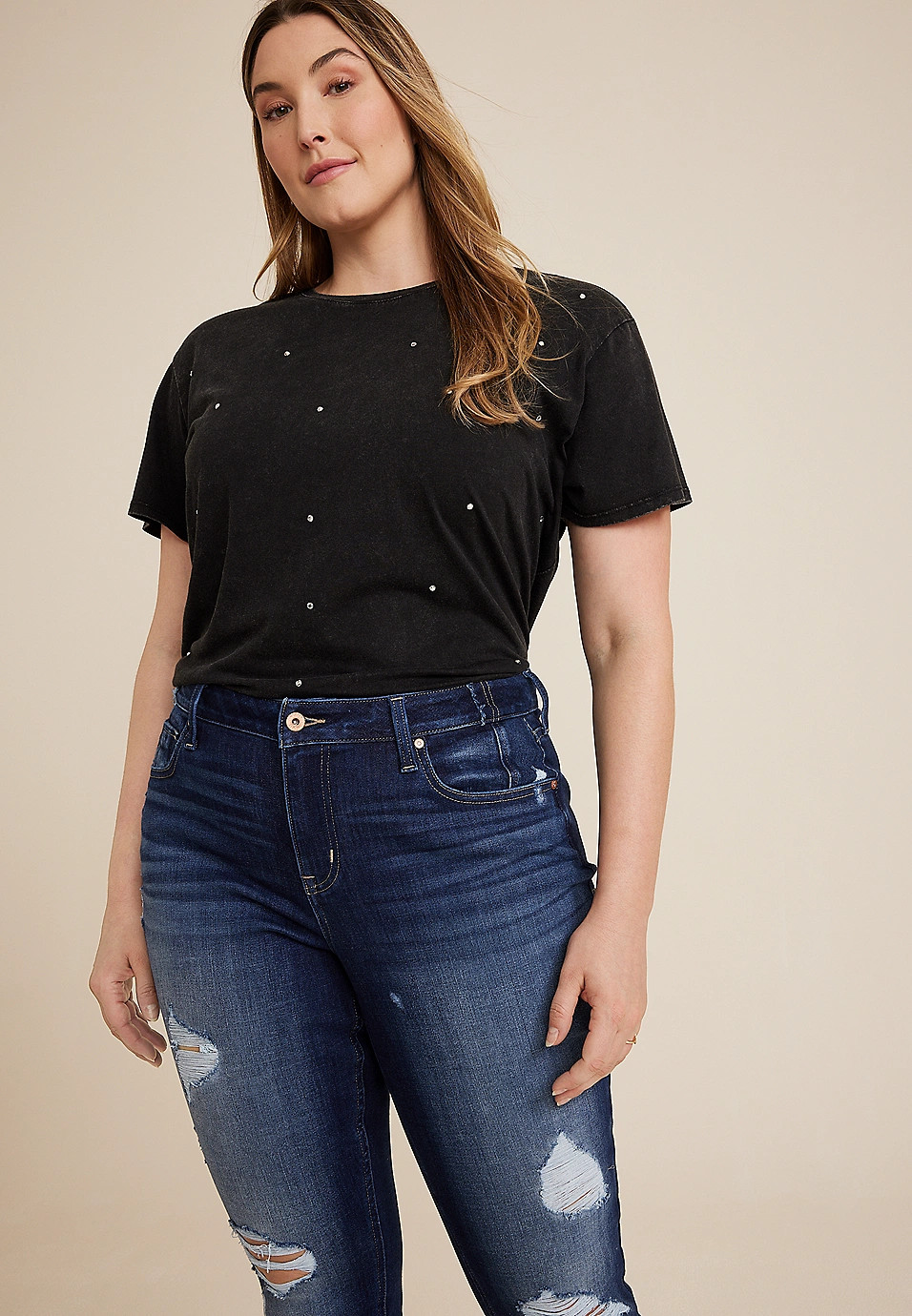 Plus Size edgely™ Curvy High Rise Ripped Super Skinny Jean | Maurices