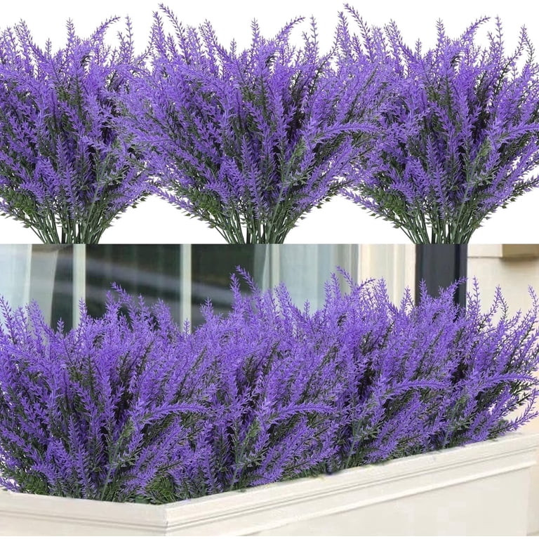 Scidweet 12 Bundles Artificial Flowers Outdoors,  Faux Plastic Lavender Flowers Plants for Indoor... | Walmart (US)