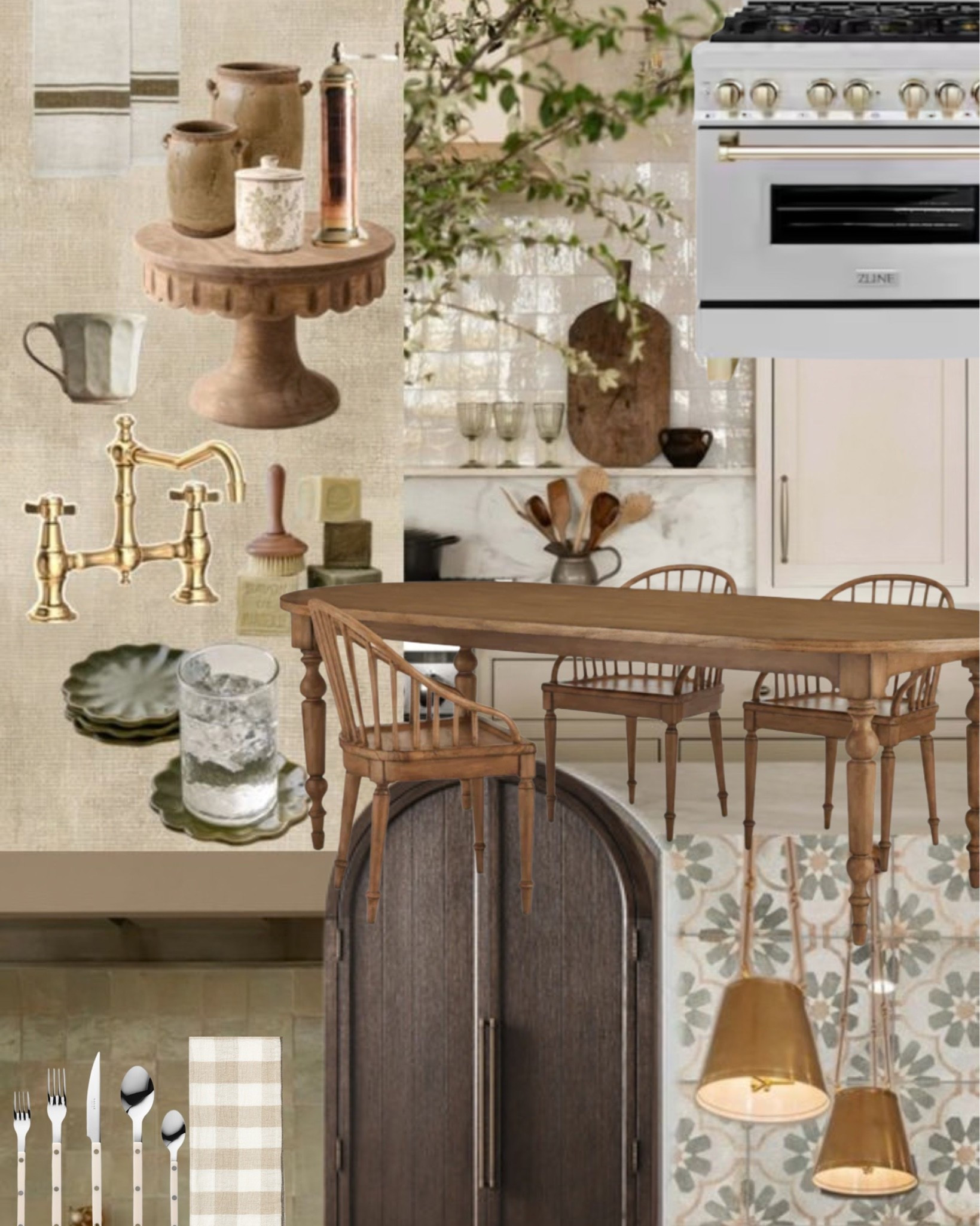The kitchens I’m drawn to feel less like a showroom and more like the heart of the home.

Warm wood furniture, aged brass, patterned tile, woven textiles, pottery, and everyday pieces left within reach bring softness and character to a hardworking space.

All linked here 🤍 #LTKhome
