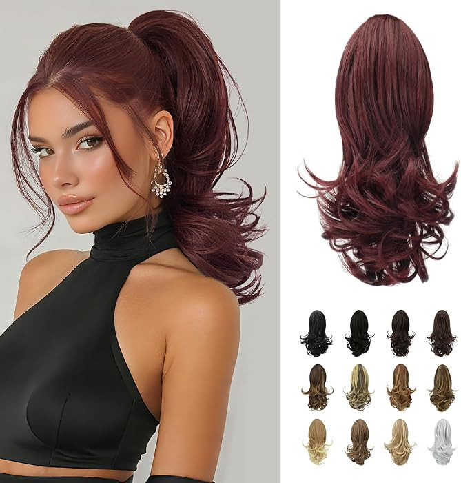 13" Ponytail Extension Long Curly Ponytail Clip in Claw Hair Extension Natural Looking Synthetic ... | Amazon (US)