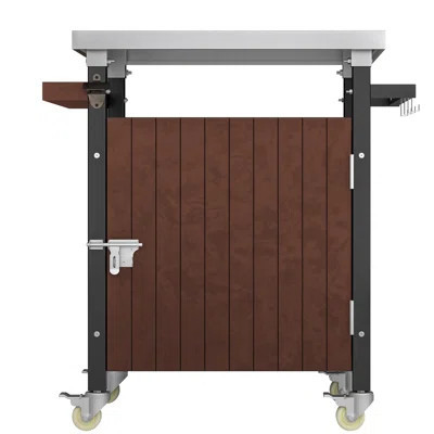 Outdoor Grill Cart With Stainless Steel Tabletop, Storage, Patio Kitchen Island With Wheels, Hooks, And Spice Rack, Waterproof Outdoor Grill Table, Mo | Wayfair North America